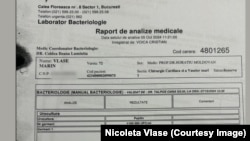 Raportul de analize medicale al pacientului Marin Vlase, care au fost făcute pe 5 octombrie 2024, arată infectarea cu Klebsiella pneumoniae.