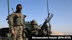 Afghan soldiers patrol during an operation against militants in Khogyani district of restive Nangarhar province.
