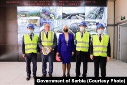 Potpredsednica Vlade Srbije i ministarka građevinarstva i energetike Zorana Mihajlović tokom posete rudniku "Čukara" u Boru (250 kilometara istočno od Beograda), glavnog partnera kineske kompanije ZiJiN, 21. jula 2021.