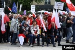 Trzaskowski supporters gathering in Warsaw on May 25.
