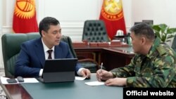 Встреча президента Садыра Жапарова с председателем ГКНБ Камчыбеком Ташиевым. 26 марта 2021 года.