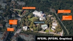 Pogled iz zraka na ambasadu Rusije u Pragu