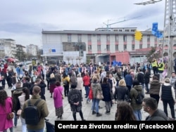 Jedan u nizu protesta građana Prijedora na sjeverozapadu BiH zbog zagađenja iz rudnika uglja u obližnjem selu Bukova Kosa, Prijedor, mart 2025.
