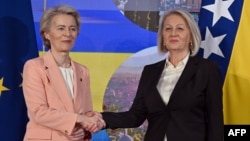 Predsjednica EU komisije Ursula von der Leyen i predsjedavajuća Vijeća ministara BiH Borjana Krišto u Sarajevu, 25.10.2024.