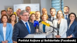 Partidul de guvernare a mers primul la CEC cu cererea pentru înregistare și lista pentru parlamentarele din toamna 2025. În imagine: Igor Grosu, președintele PAS, la conferința de presă a partidului de prezentare a listei electorale, Chișinău, 20 iulie 2025