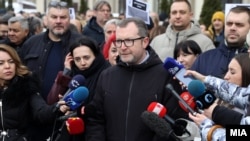 Протест и прес-конференција на Синдикатот на работниците од УПОЗ, Скопје 14.01.2025. 