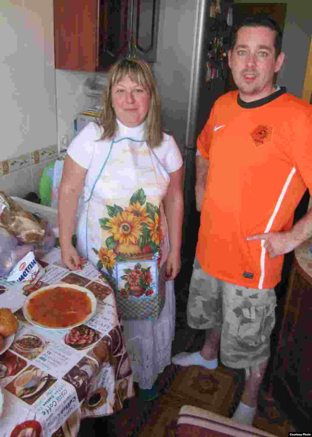 Toldina made borscht for visiting Dutchman Jeroen, who also came for the Netherlands vs. Denmark match. "It was like one week of fireworks. I got such great positive emotions," Toldina said. "All my guests were wonderful."