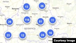 Мапа ўчасткаў на плятформе «Сход»