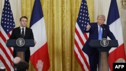 Conferință de presă comună la Casa Albă: președintele SUA, Donald Trump, și președintele francez, Emmanuel Macron.