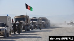 An Afghan National Army (ANA) convey in Kunduz in July.