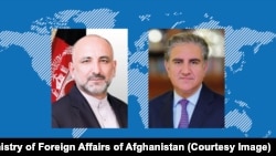 د افغانستان د بهرنیو چارو وزیر محمد حنیف اتمر او د پاکستان د بهرنیو چارو وزیر شاه محمود قریشي