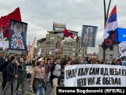 Protestë në mbështetje të serbëve në Kosovë, e mbajtur në Beograd më 11 tetor 2025.