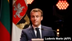 Լիտվա - Ֆրանսիայի նախագահ Էմանյուել Մակրոնը ելույթ է ունենում Վիլնյուսի համալսարանում, 29-ը սեպտեմբերի, 2020թ.