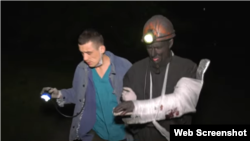 Рятувальна операція на шахті «Червоний партизан» (скрін із відео контрольованих Росією угруповань в ОРЛО)