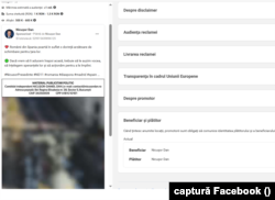 Exemplu de postare electorală marcată pe contul de Facebook al lui Nicușor Dan.