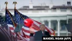 US President Donald Trump speaks to supporters from The Ellipse near the White House on January 6, 2021.