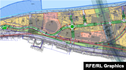 Projekat Beograd na vodi: žutom obeležene stambene jedinice, crvenom javni objekti