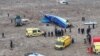 A drone view shows the crash site of a passenger plane near Aktau