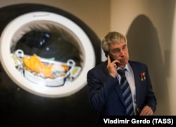 Sergei Krikalyov attends an exhibition at the Museum of Cosmonautics in April.