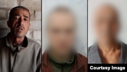 Alișer Tursunov (stânga) împreună cu alți prizonieri de război ale căror identități au fost ascunse.
