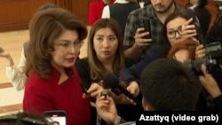 Мәдениет және ақпарат министрі Аида Балаева журналистер сұрағына жауап беріп тұр. Астана, 2 қыркүйек, 2024 жыл.