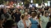 Georgian protesters continued their daily demonstrations in the capital, Tbilisi, on September 9. (screen grab)