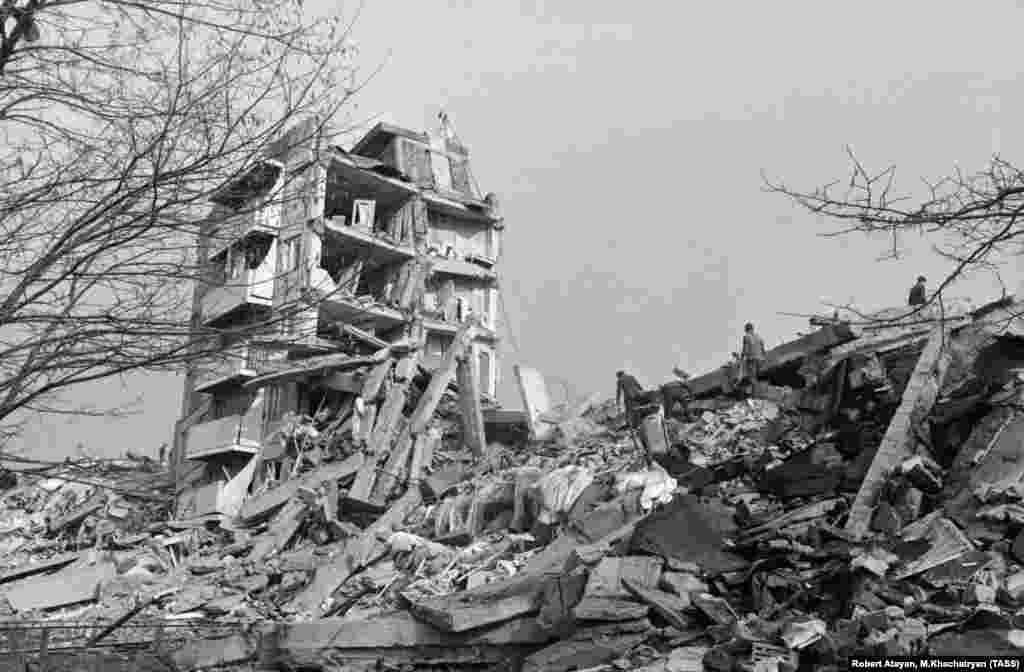 Most residential buildings in the region were shoddy Soviet-era apartment blocks that crumpled into piles of rubble.
