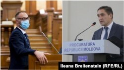 Ministrul Justiției, Sergiu Litvinenco (stânga) și procurorul general suspendat Alexandr Stoianoglo