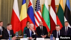 Лідери Бухарестської дев’ятки та Джо Байден у Варшаві, Польща, 22 лютого 2023 року 