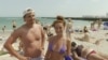 Ukrainian tourists at one of Odesa's beaches on the Black Sea.