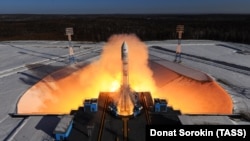 A rocket launches from the Vostochny Cosmodrome