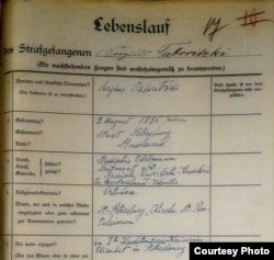 Тюремная анкета заключенного Таборицкого, 1922. Источник: РГВА.