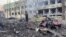 The aftermath of the Russian air strike on a maternity ward and children's hospital in Mariupol, Ukraine, on March 9, 2022.