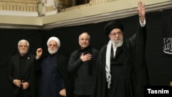 Iran’s Ayatollah Ali Khamenei (right) makes first public appearance since start of Israeli war.