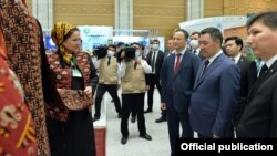 Президент КР Садыр Жапаров на кыргызско-туркменском экономическом форуме, 27 июня 2021 г.