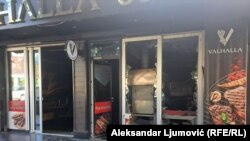 Zapaljeni lokal u Bulevaru Ivana Crnojevića, u centru Podgorice, čiji je zakupac turski državljanin , 27. oktobar 2025. 