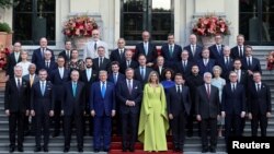 NATO leaders pose for a group photograph on June 24 ahead of the alliance's summit in The Hague. 