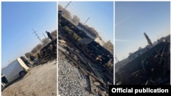 Мыйзамсыз талкаланып, сатылган деп шектелип жаткан темир жол вагондору. Финансы полициясы берген сүрөт.