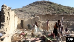 افغانستان- خانۀ ویران شده در نتیجۀ حملات هوایی پاکستان در ولایت خوست 