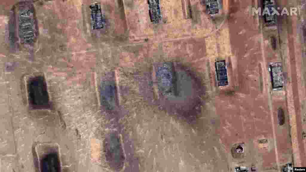 Kazakhstan - View of a munitions depot after blasts, near the town of Arys in southern Kazakhstan, on this handout satellite image released on June 25, 2019. Satellite image ©2019 Maxar Technologies/Handout via REUTERS   ATTENTION EDITORS - THIS IMAGE HAS