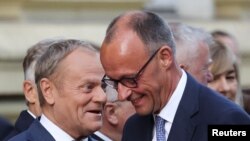 Канцлер Німеччини Фрідріх Мерц зустрічається з прем’єр-міністром Польщі Дональдом Туском у Варшаві, 7 травня 2025 року