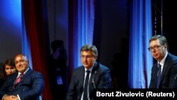 Sleva nadesno: Premijer Bugarske Bojko Borisov, premijer Hrvatske Andrej Plenković, predsednik Srbije Aleksandar Vučić