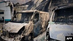 Киев облусунда дрон тийгенде күйүп кеткен автоунаалар, 18-май, 2025-жыл