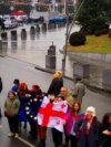 Georgian Anti-Government Protesters Form Human Chain
