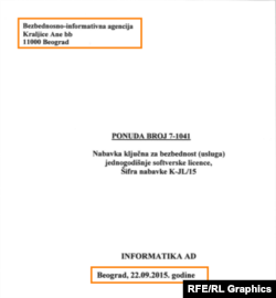 Ponuda Informatike za nabavku softvera za BIA, septembar 2015.