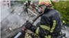 Kharkiv firefighters worked to put out blazes sparked by a Russian drone attack overnight on May 5-6. 