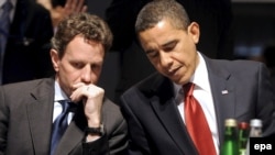 Lachman says President Barack Obama (right) and Treasury Secretary Timothy Geithner are right to urge more action from Germany and other countries.