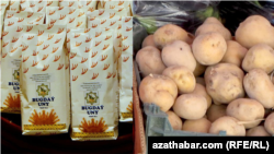 Un (Türkmenistanda öndürilen un. Türkmen Döwlet habarlar agentliginden alnan surat) we kartoşka.