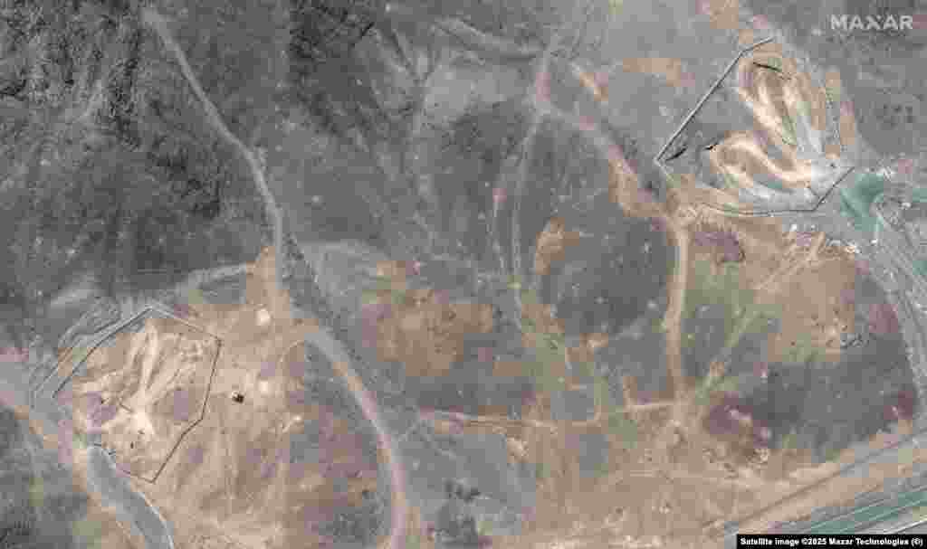 Входи до тунелів у комплексі Фордо до і після (праворуч) американських ударів