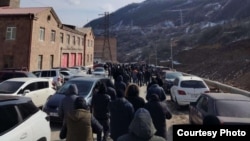 Armenia - Workers of Zangezur Copper-Molybdenum Combine continue their general strike, Kajaran, February 5, 2025.